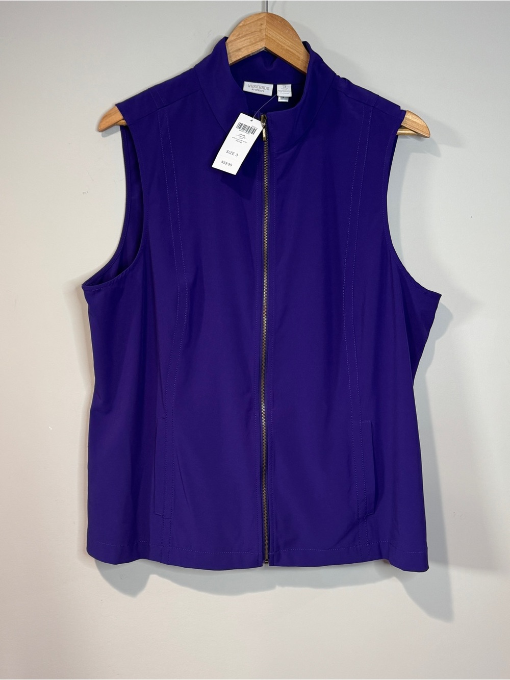 Weekends By Chico’s NWT Deep Purple Full Zip Vest Outdoor Layering Size XL/3